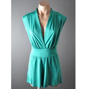 Green V Neck Solid Womens Casual Summer Playsuit Romper Shorts Jumpsuit Trousers